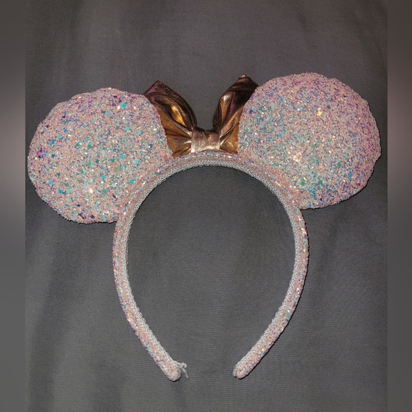 Chunky glitter and rose gold bow minnie mouse ears for Disneyland - Picture 3 of 4